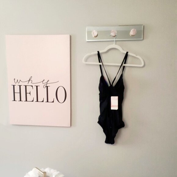 NWT Saha black and pastel confetti fringe trim one piece swimsuit - Picture 4 of 5